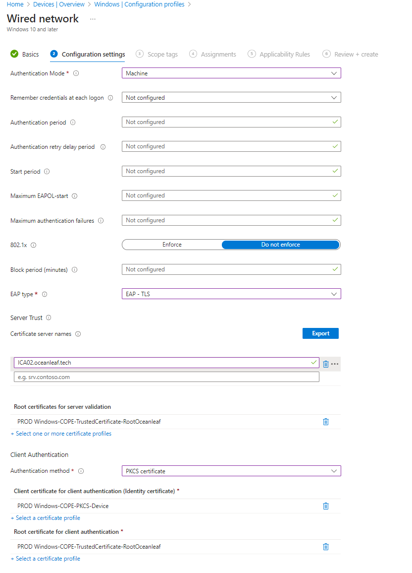 Enable network authentication with Azure AD only joined devices & Intune